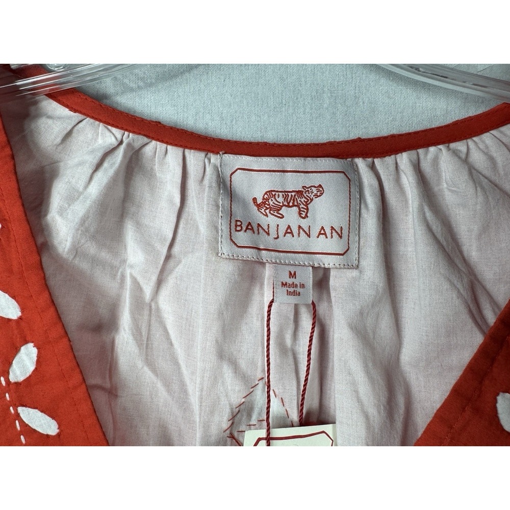 Banjanan‎ Eden Dress Red Flame Size Medium Hand Made Cotton Pockets - Picture 4 of 10